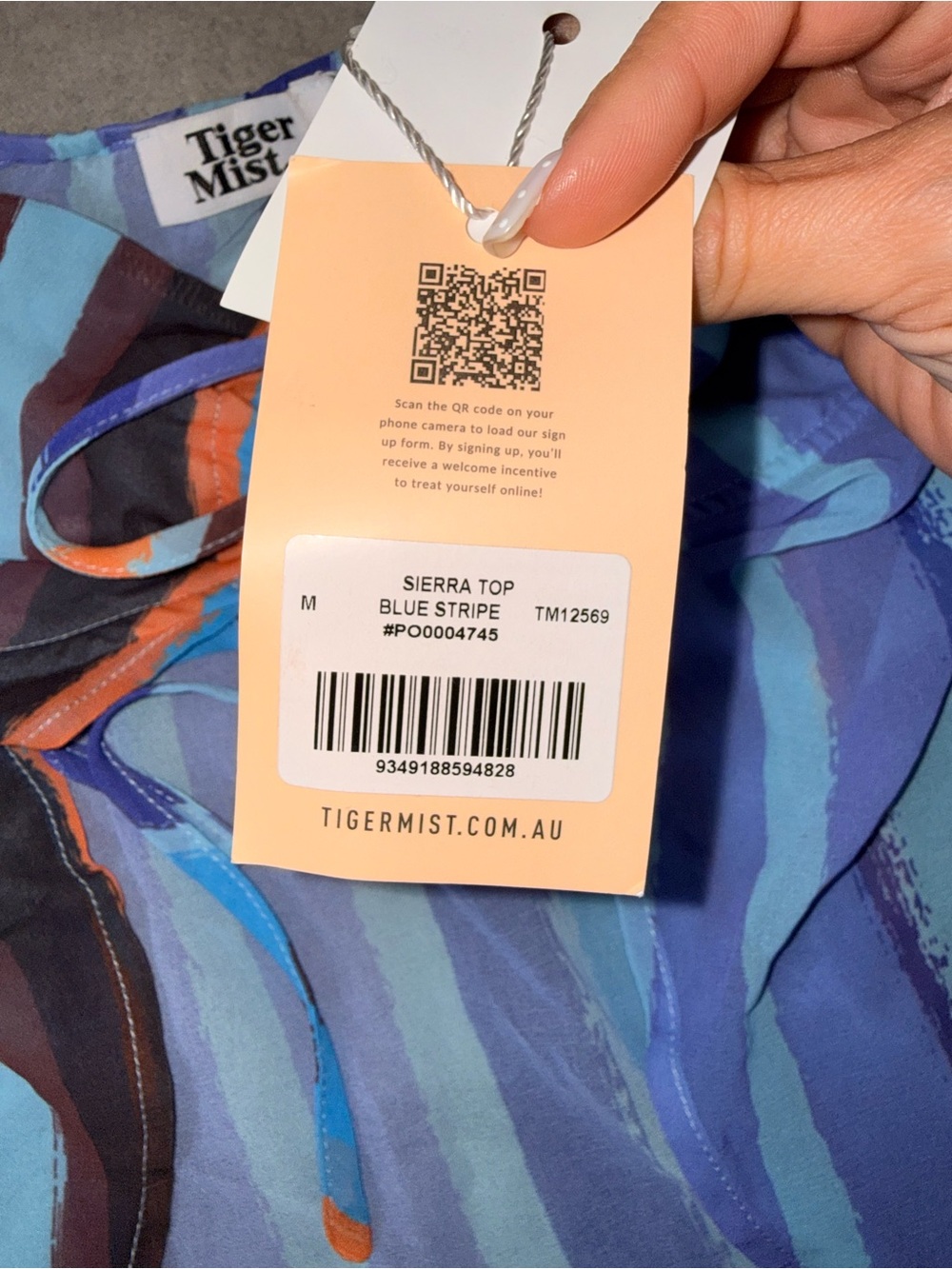 NWT Tiger Mist Striped Strapless Tie-Front Crop Top - Blue Multicolor - Picture 5 of 8